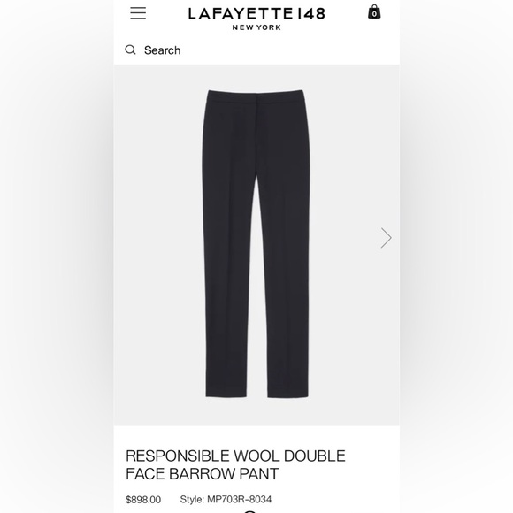 Lafayette 148 New York Wool Double Face Barrow Pant - Picture 1 of 12